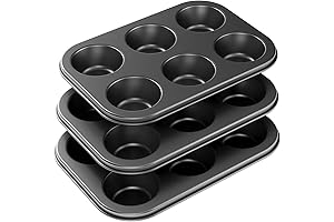 Tiawudi 3 Pack 6 Cup Nonstick Muffin Pans – Easy Clean Muffin or Cupcake Pans