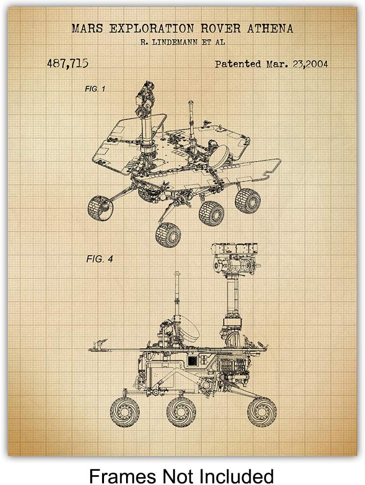 NASA Space Exploration Patent Art Prints - Vintage Wall Art Poster Set - Chic Modern Home Decor for Kids Room, Man Cave, Office, Den - Great Gift for Boys, Men, Science Fans - 8x10 Photos - Unframed