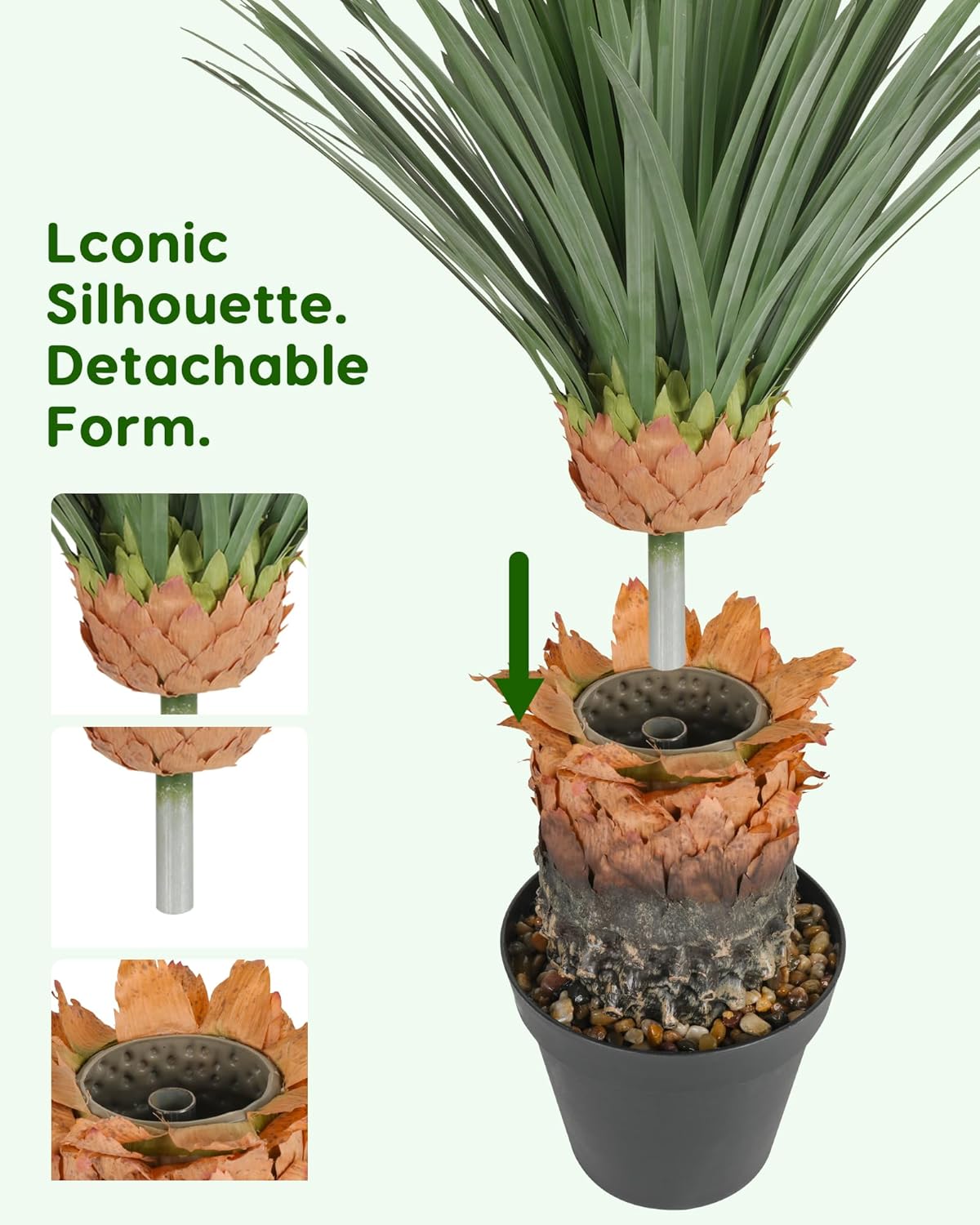 Velener Artificial Dracaena Tree Agave Potted Plant in Black Pot with Real Stone Pebbles, Large Fake Agave Plant for Indoor and Outdoor-37 inches Tall, 165 Leaves