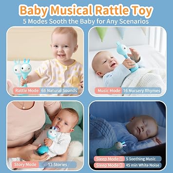 alilo Smarty Bunny Baby Rattle Musical Toys 0-6-12 Months, Baby Gifts