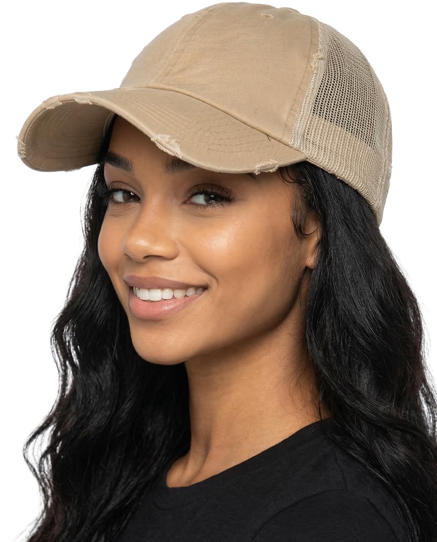 Funky Junque Distressed Mesh Low Profile Trucker Hat Snapback Cap
