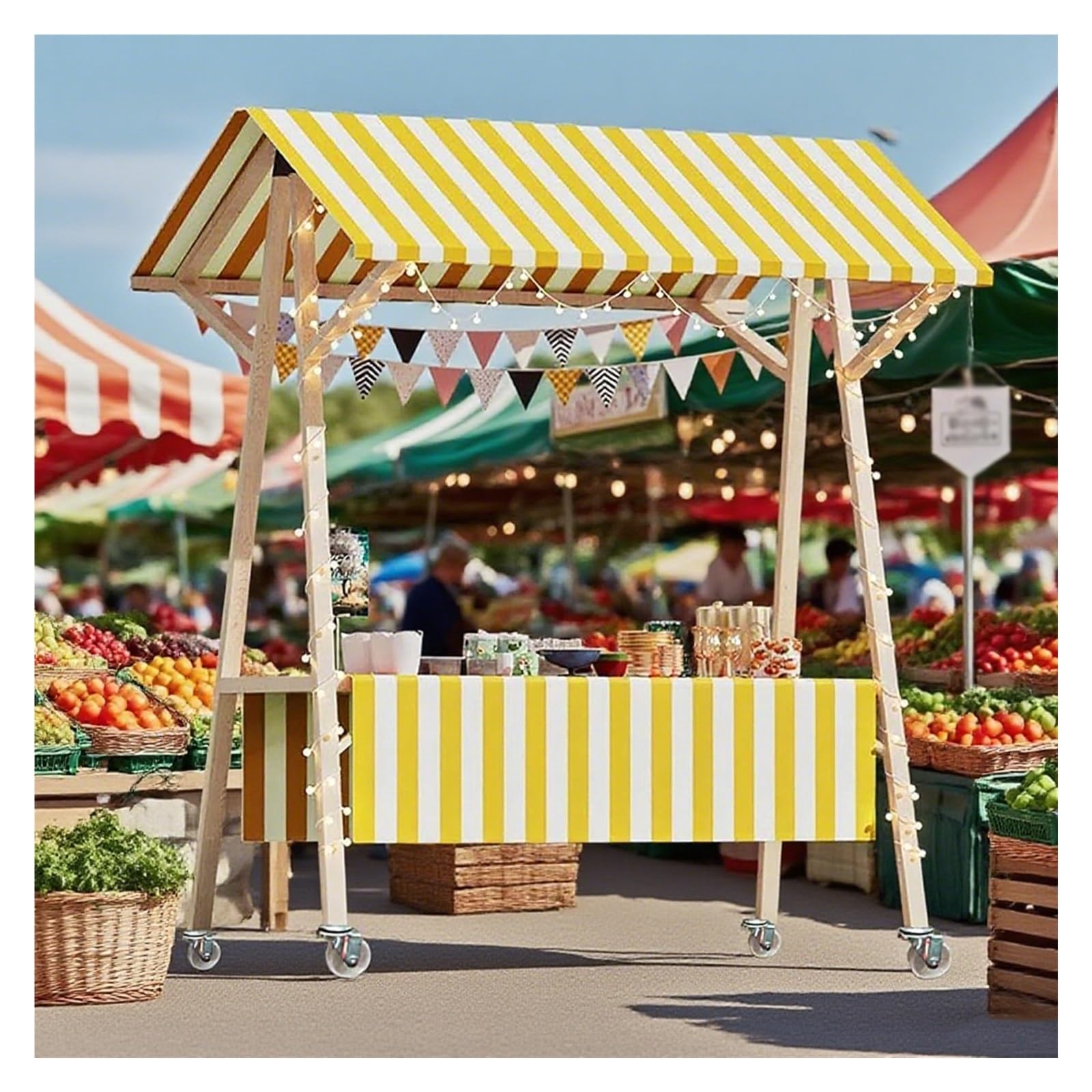 Chariot de nourriture mobile de prestige en bois pour marchés et festivals