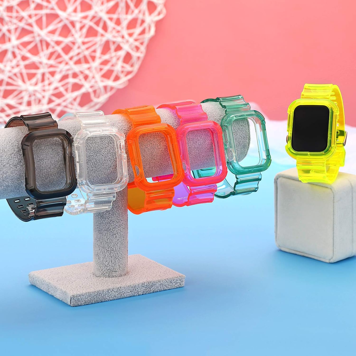 Greaciary Compatible for Apple Watch Bands Case 38mm/40mm/42mm/44mm for Men & Women, Crystal Transparent Bumper Sports Wristband Bangle Strap iWatch Series 6 5 4 3 2 1(Yellow,38mm/40mm)