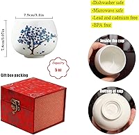 Vista 6 de Taza de té de cerámica con diseño de flores de cerezo sensible que cambia de calor, taza de café mágica única para regalo de San Valentín (5 onzas)