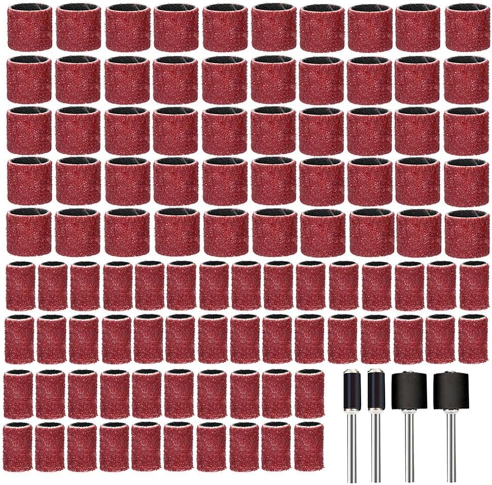 104pcs Grit 80 Sanding Band with Mandrel Sanding Drum for Metal Polish Abrasive Tool Sandpaper, 104pcs Set,Mixed