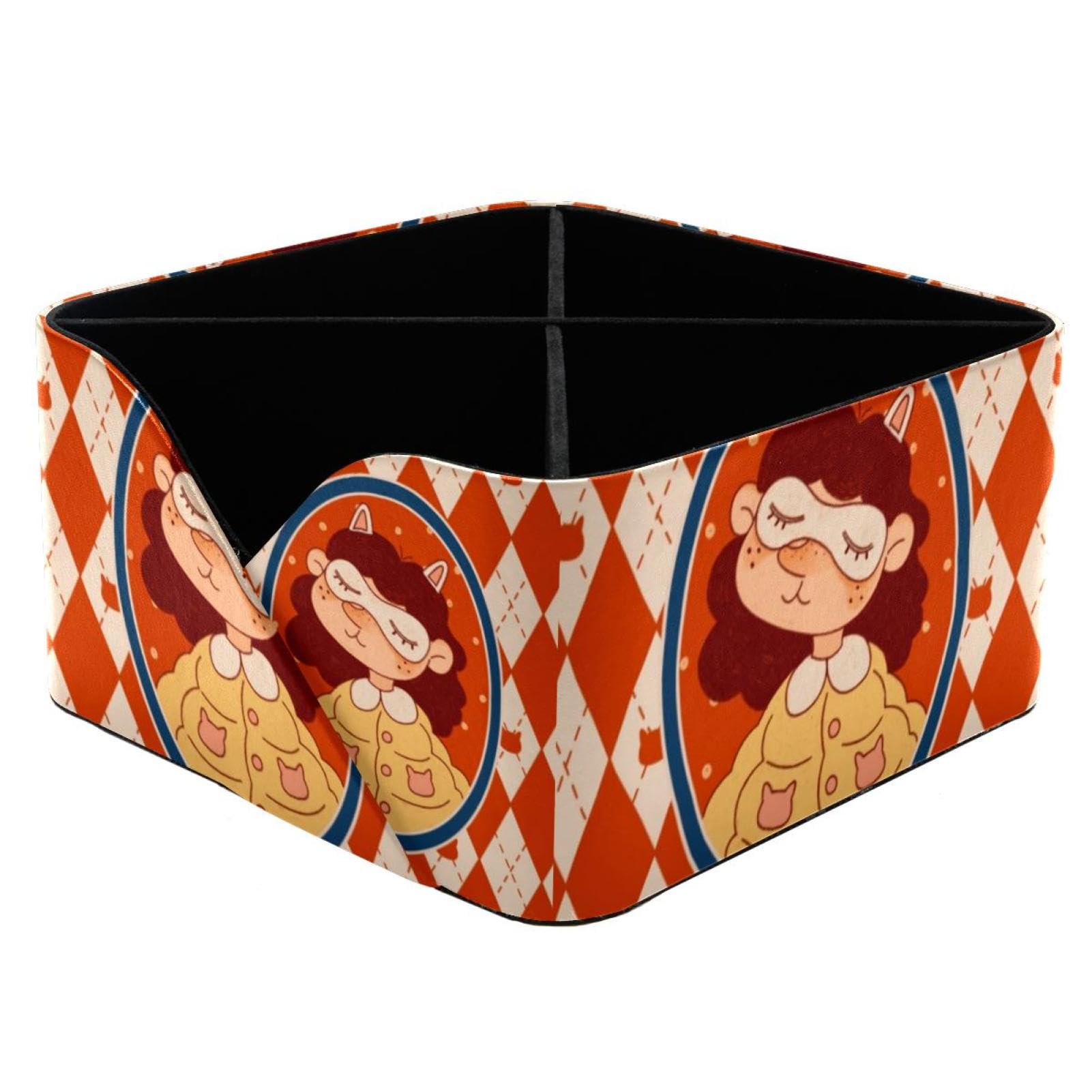Porte-stylo rectangulaire Rhombus Cat Girl de bureau pour papeterie et maquillage
