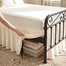 RIMELA Queen Bed Skirt 15 Inch Drop Light Beige Split Corners Dust Ruffle