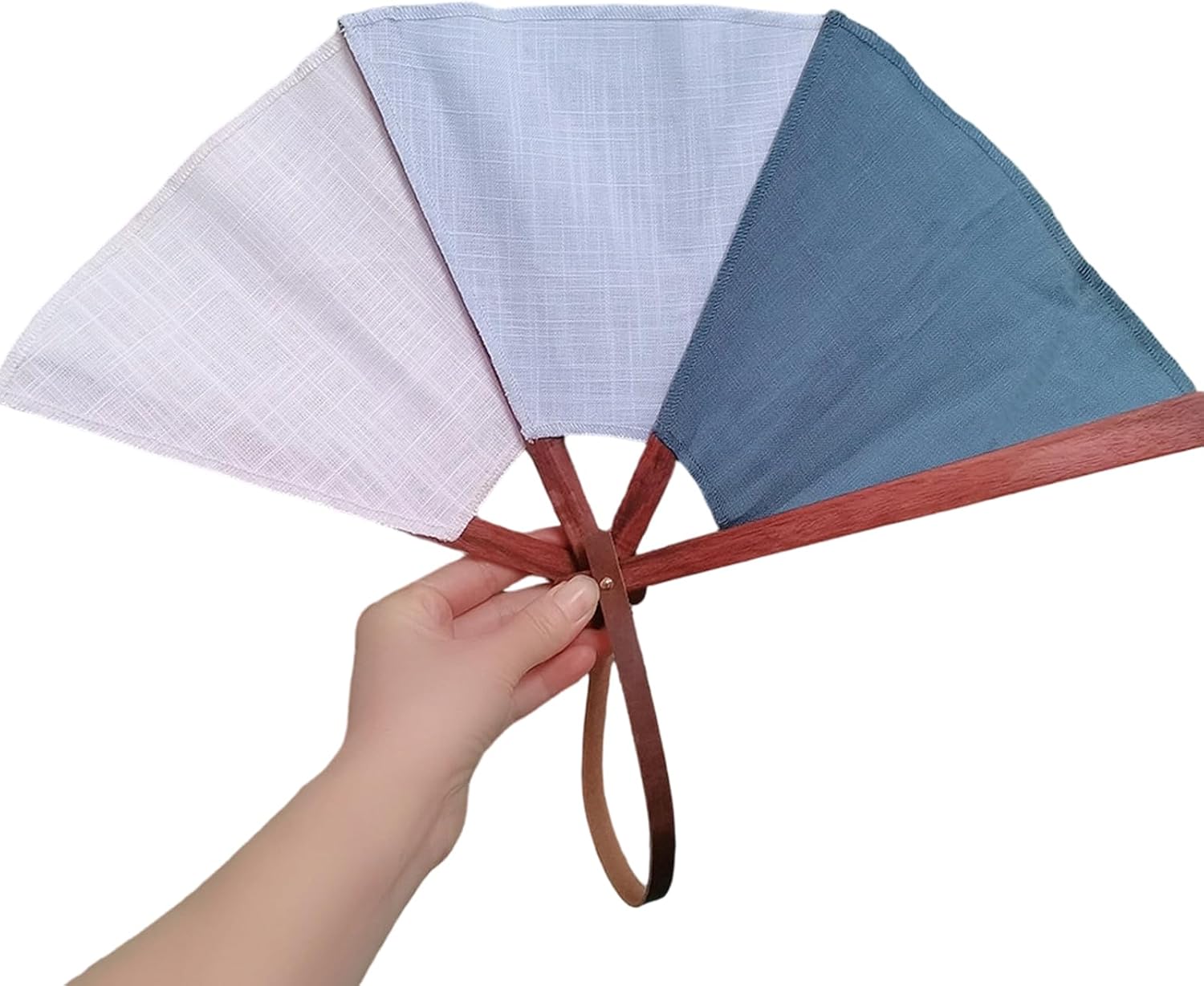 Wooden Handheld Fan with Natural Linen Artistic Wooden Folding Fan Multple Size for Daily Use & Event Cotton Fabric Folding