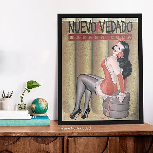 Miniatura 2 de Nuevo Vedado Habana Cuba - Póster de viaje con diseño de niña de cigarro cubano, 18 x 24 pulgadas (17.835 x 24.016 in)