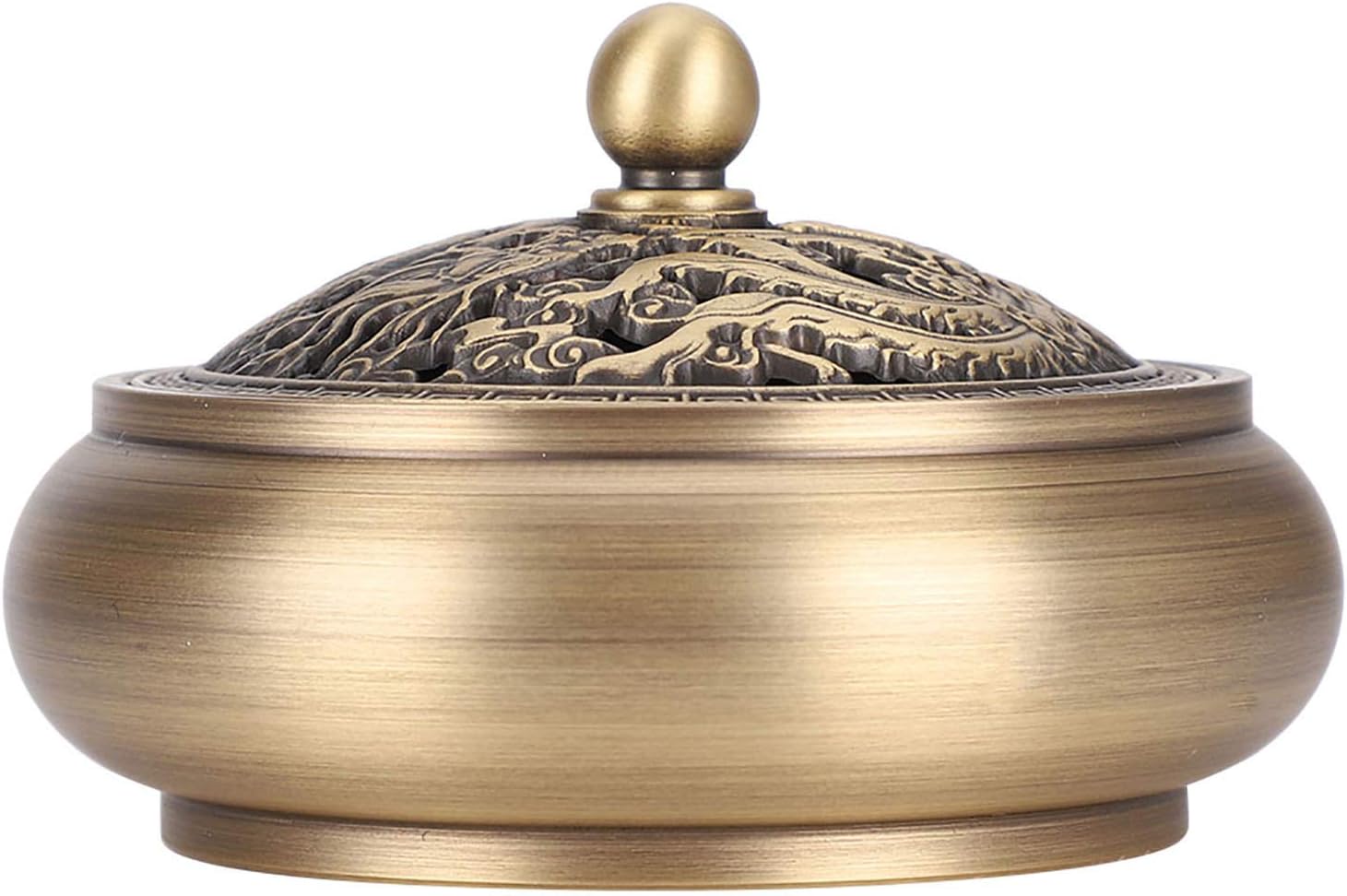 Brass Incense Burner Holder with Fireproof Cotton Indoor Agarwood Incense Coil Holder for Religious Supplies