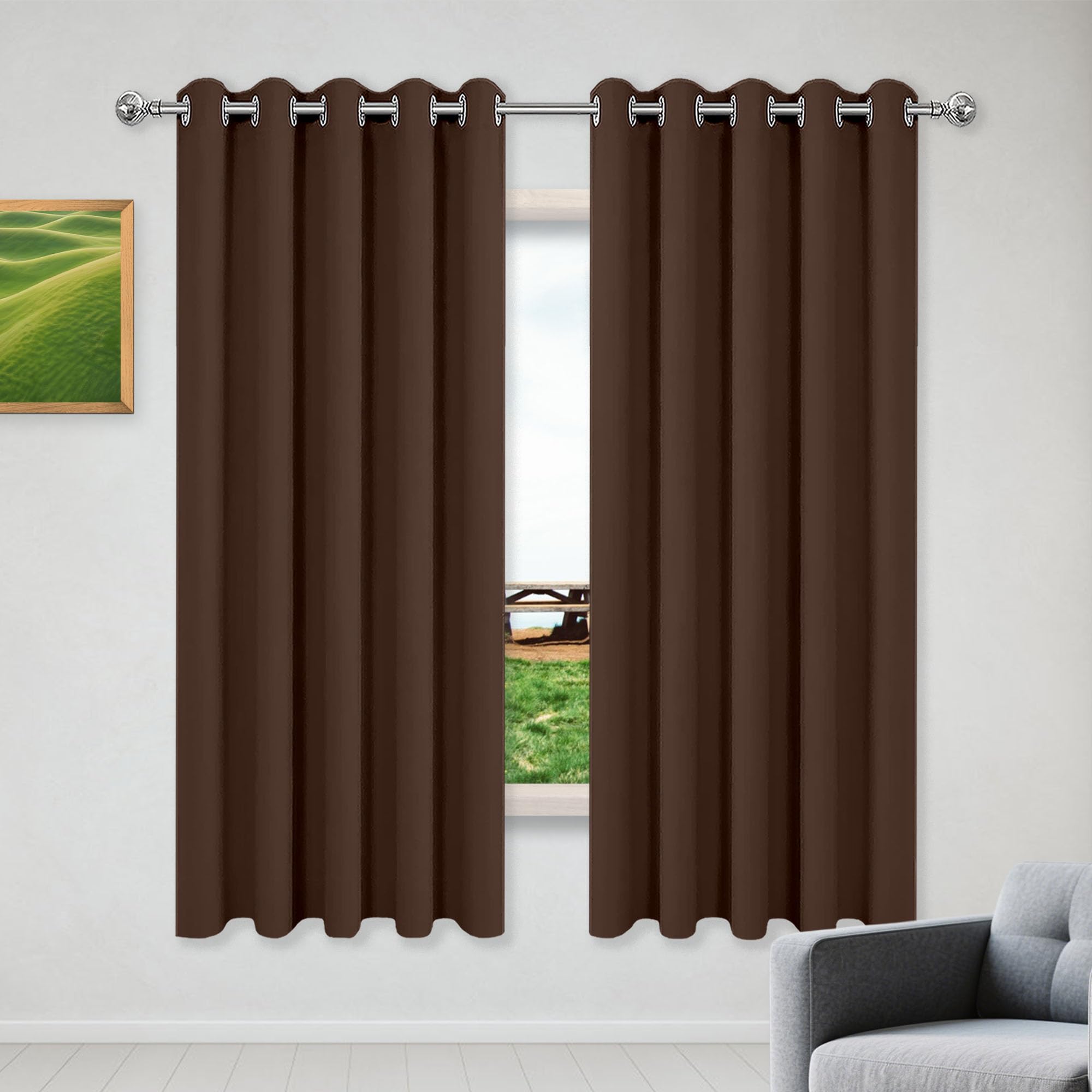 Rideau occultant 300 cm isolant thermique été hiver grand format brun