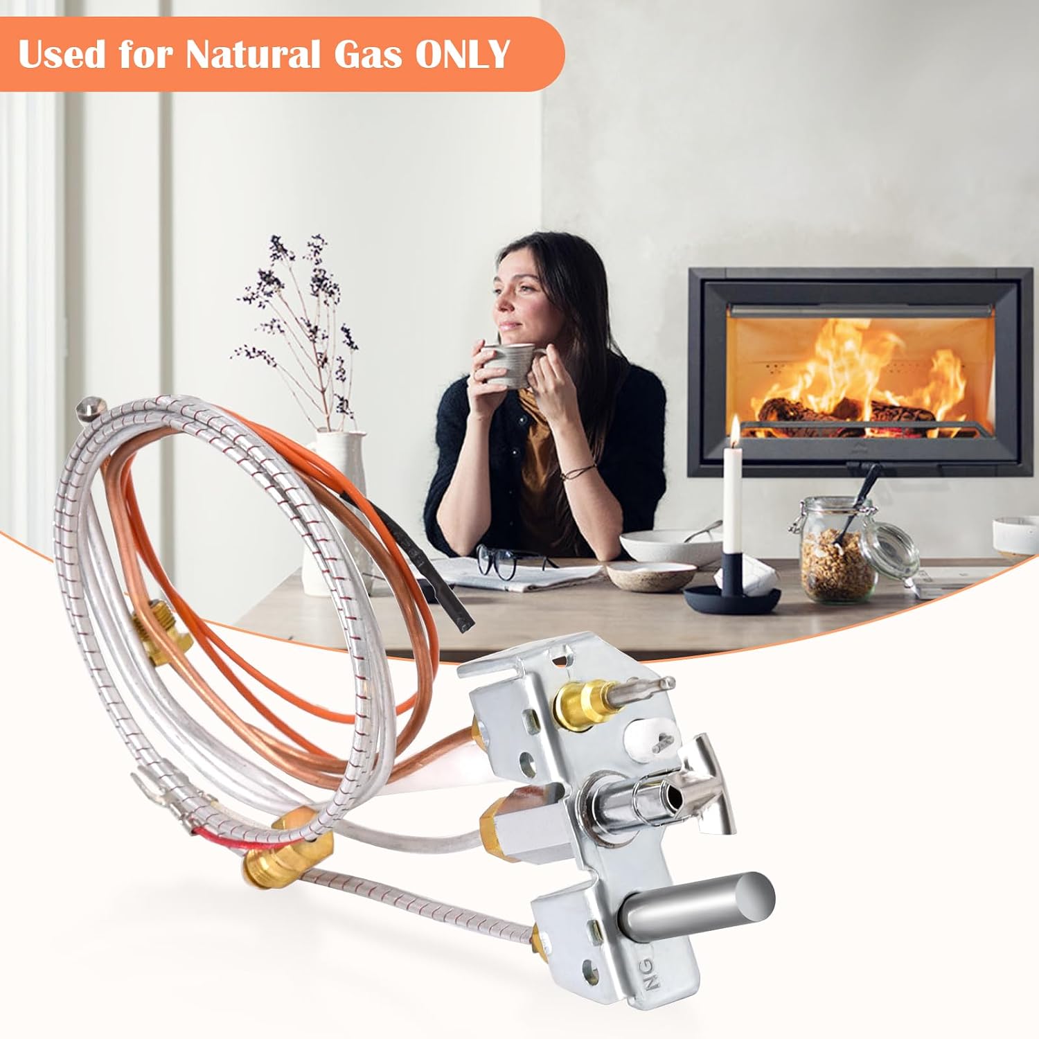 Hiorucet 4021-732 Pilot Assembly NG for Heatilator GNDC33, GNDC36, Heat-N-Glo and Quadrafire Fireplaces Parts, Heatilator and Heatnglo Natural Gas Pilot Assembly 25660 with Thermocouple, Thermopile.