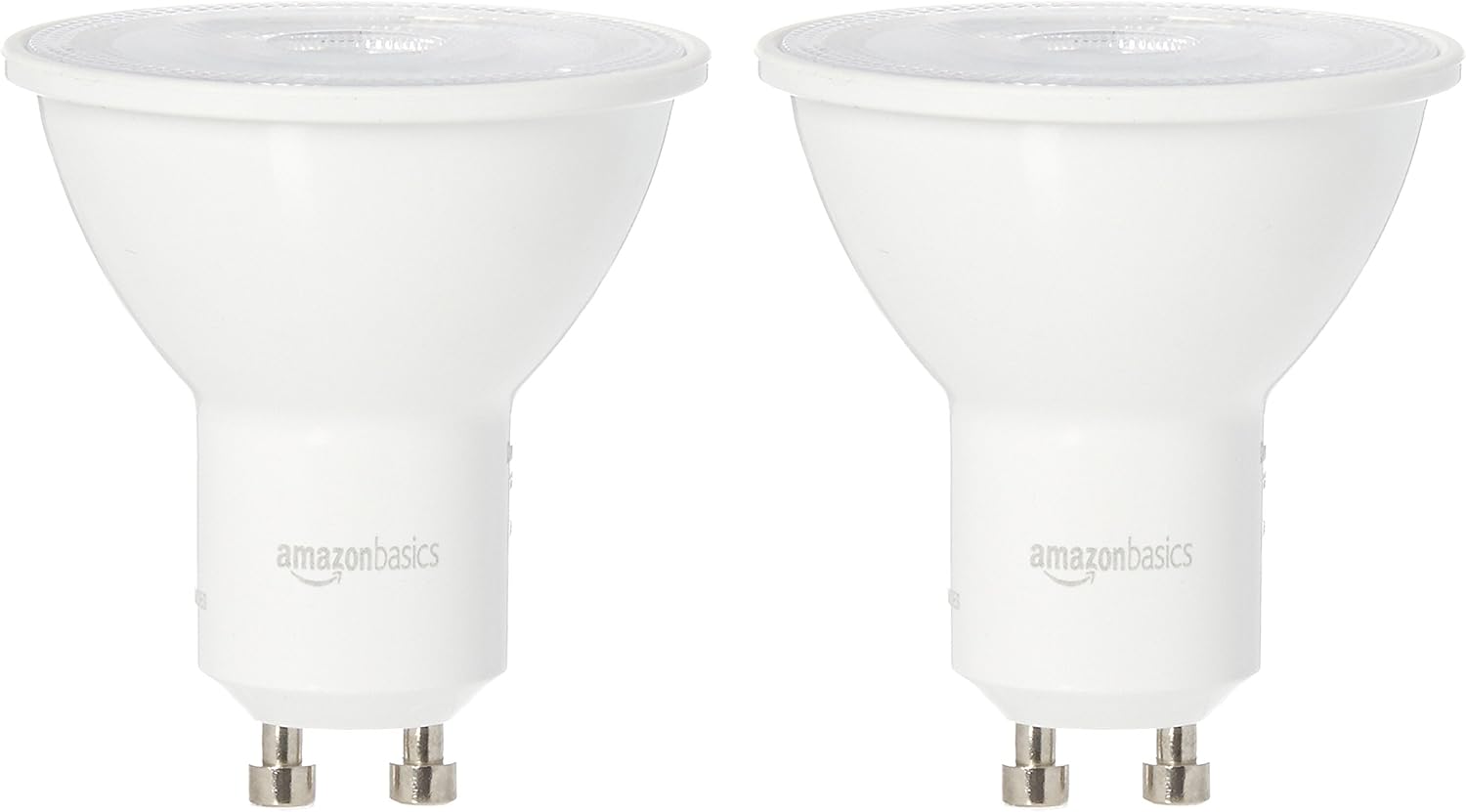 Amazon Basics 50 Watt Equivalent, Daylight, Dimmable, 15,000 Hour Lifetime, GU10 LED Light Bulb | 2-Pack