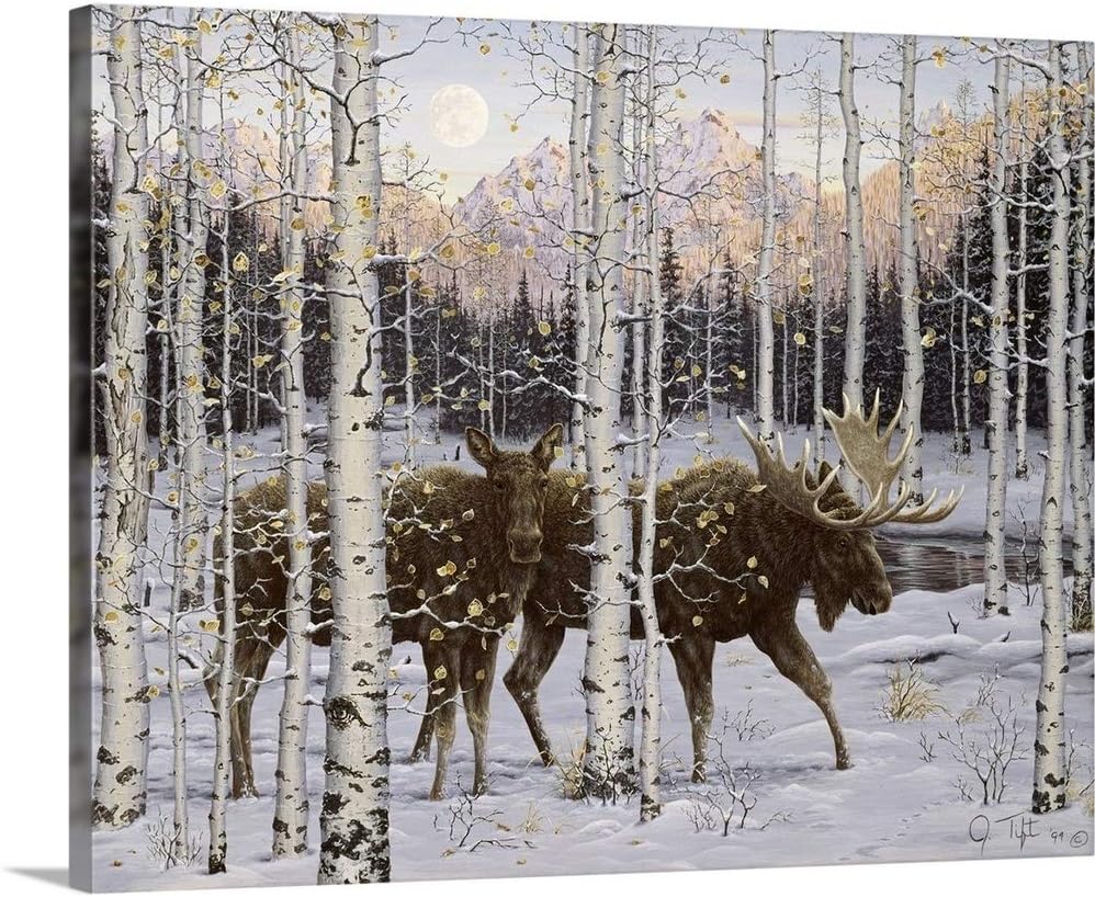 CANVAS ON DEMAND Forest Twilight Canvas Wall Art Print by Jeff Tift, Home Decor, Wildlife Artwork,40" x32in