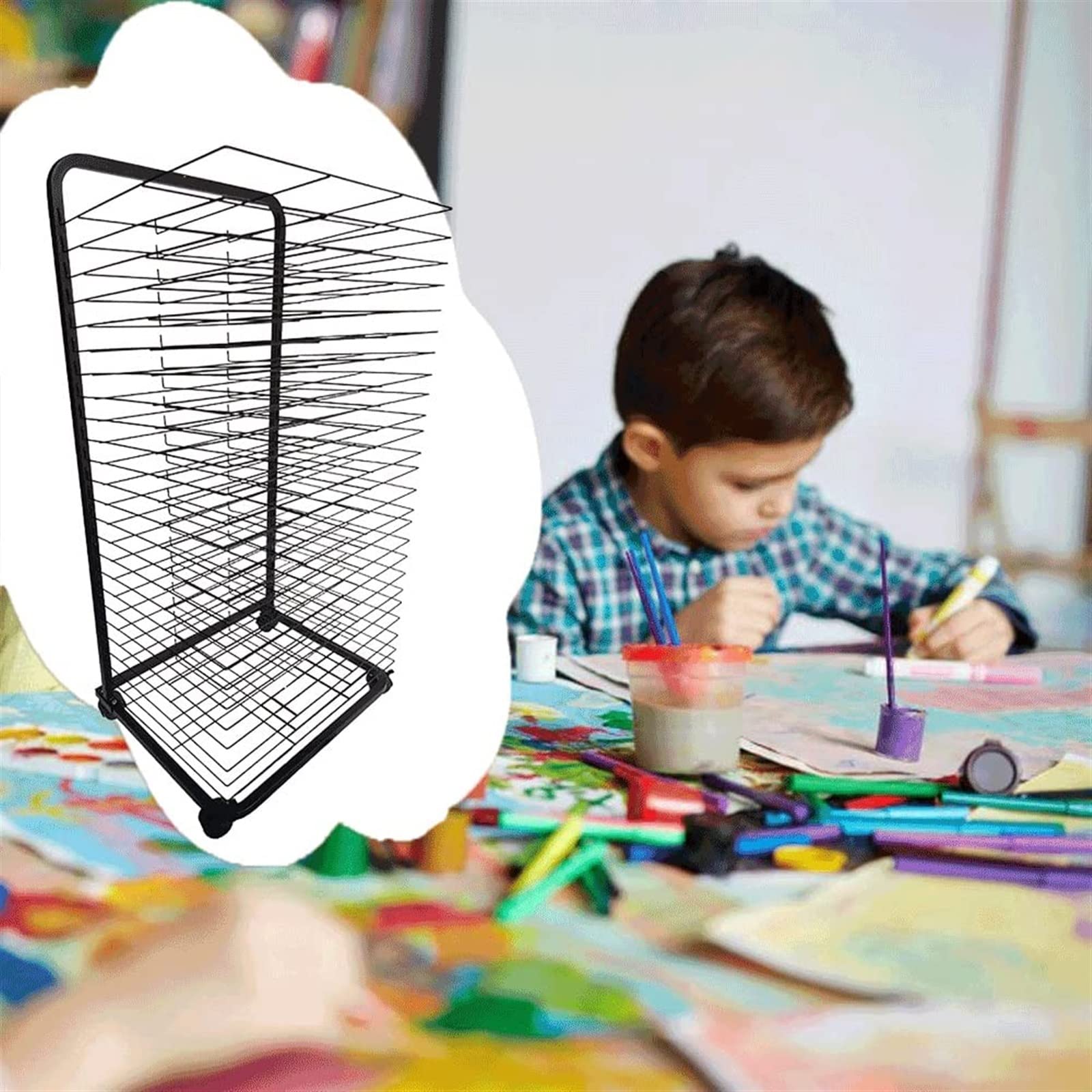 Suszarka Do Prac Artystycznych Do Sali Lekcyjnej – Druciana Półka Do Suszenia, Elastyczna Półka Do Suszenia Prac Artystycznych, Mobilna Suszarka, Solidna Metalowa Suszarka Do Prac Malarskich, Do Szkó