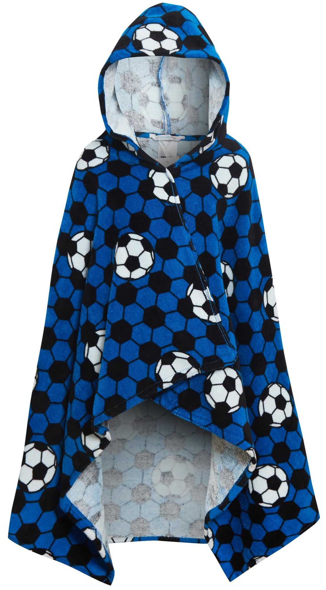Poncho à capuche football garçon bleu taille unique serviette de bain enfant