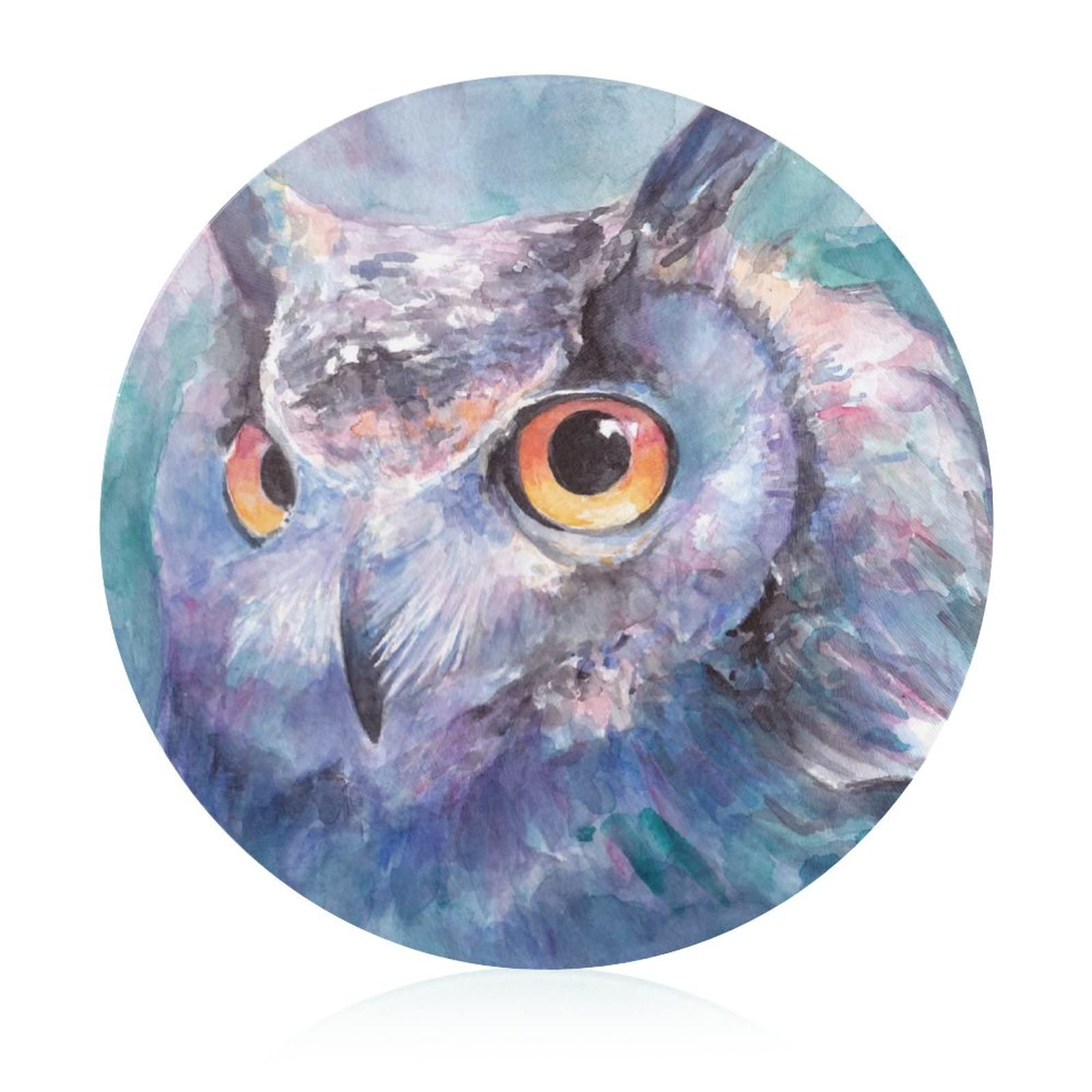 Planche à découper en verre anti-tache et résistante à la chaleur motif hibou