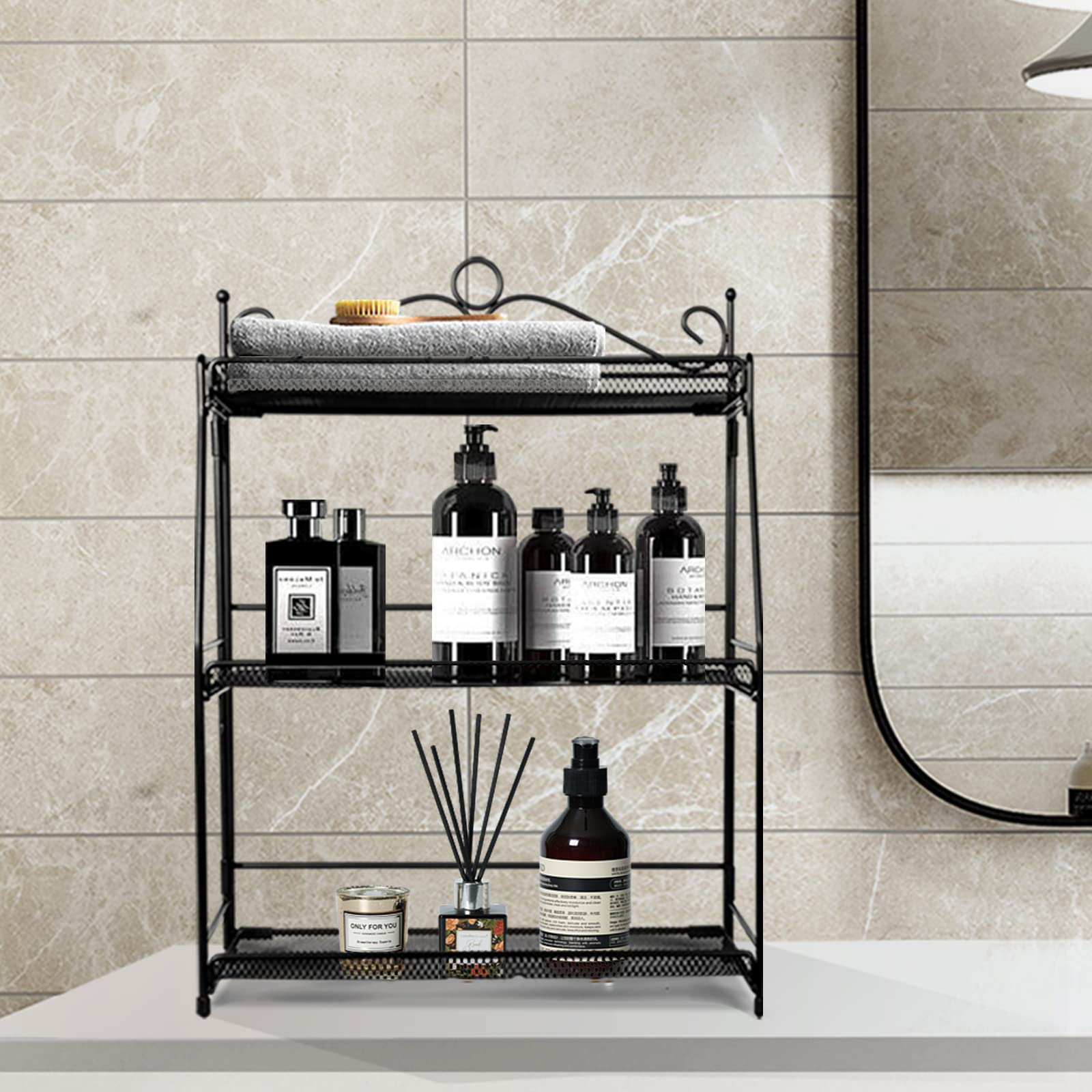 Uten Portaspezie a 3 Ripiani, Porta Spezie da Cucina, Portaspezie Salvaspazio, Supporto Porta Spezie, Pieghevole, Organizer per Cucina, Bagno e Camera da Letto