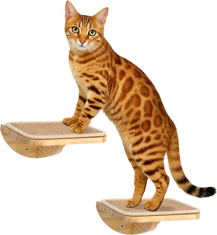 Escadas de Parede para Gatos em Madeira de Pinus com Tapete de Sisal PELUOMOZ YM468 – Pacote com 2