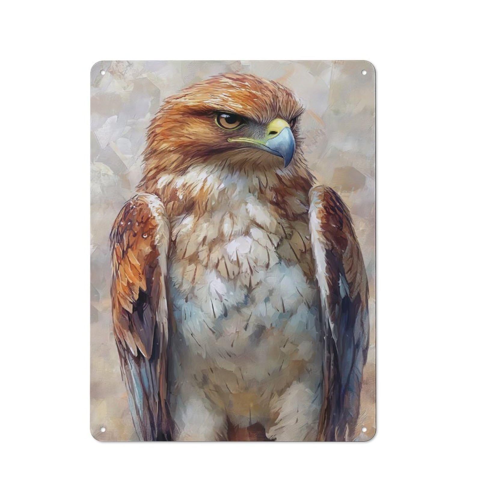 Majestic Hawk Portrait Decorative Tin Sign 40x30cm, Old Fashioned Vintage Wall Decor for Lounge, Study, Pub Or Wall Gallery