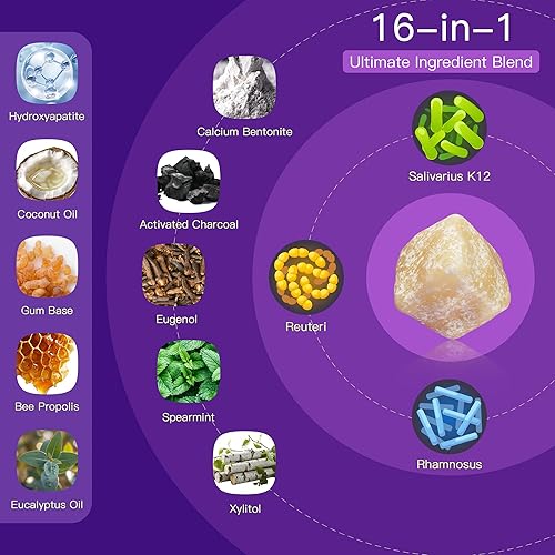 Miniatura 6 de Goma de mascar remineralizante de probióticos con xilitol - Goma de mascar de menta hidroxiapatita menta e incienso - Sin gluten, sin azúcar, sin