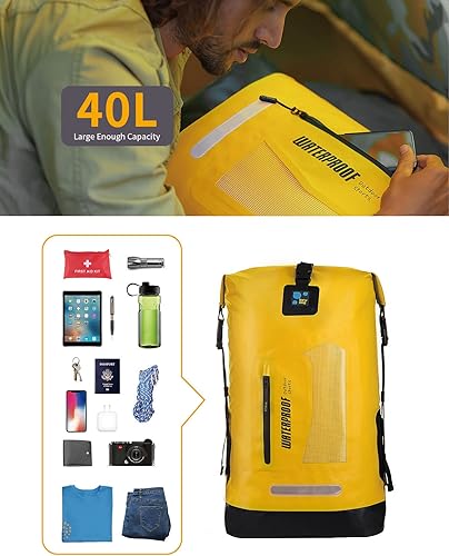 Miniatura 5 de Mochila Idrybag impermeable para deportes acuáticos, saco estanco para senderismo, con tiras de hombros, de 5.28, 7.93 y 10.57 galones