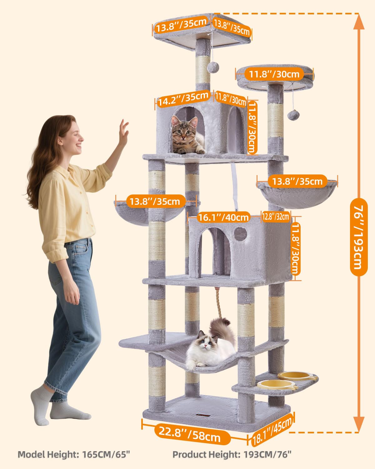 Amazon.com : Taoqimiao 76-Inch Cat Tree Cat Tower for Indoor