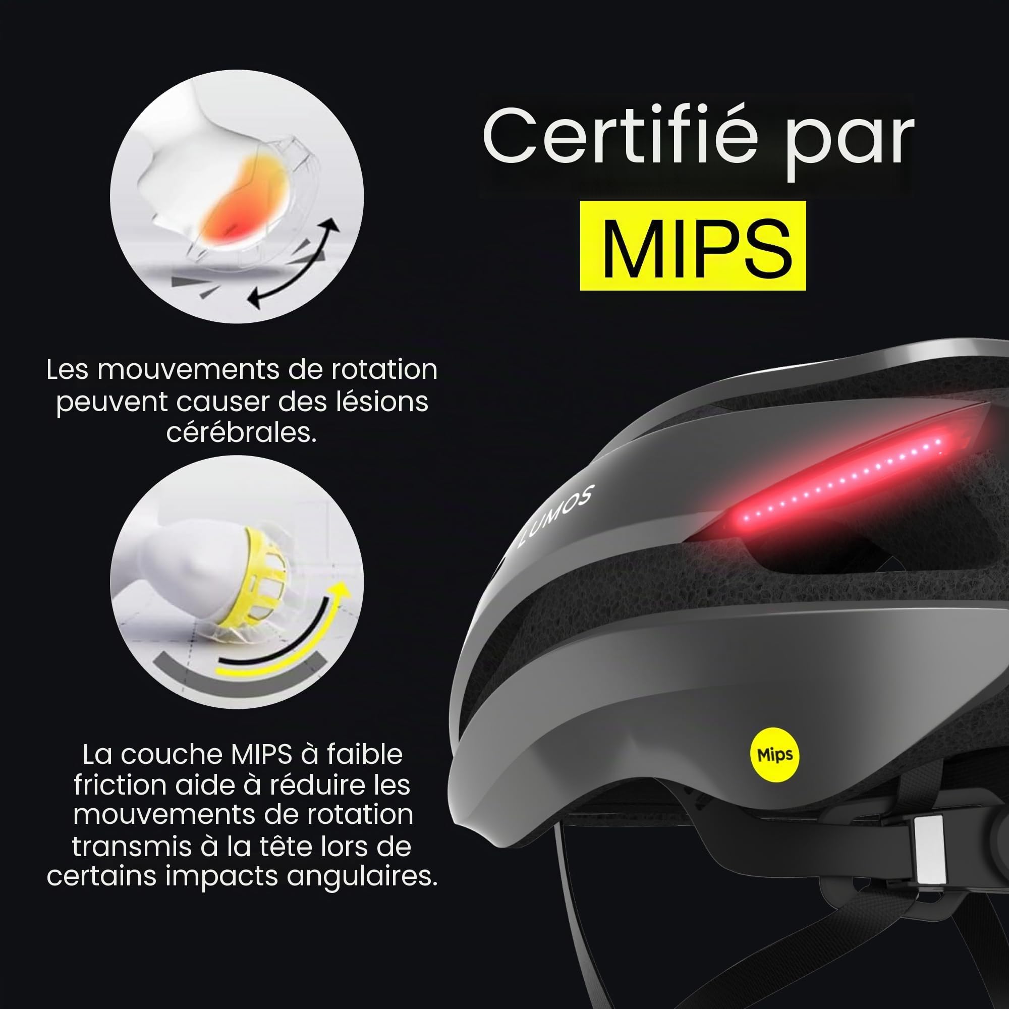 Lumos Casque Ultra Smart | Casque de Vélo | Feux Avant et Arrière (LED) | Clignotants | Feux Stop | Connexion Bluetooth | Adulte: Homme, Femme (Charbon Black, Size : M-L) MIPS