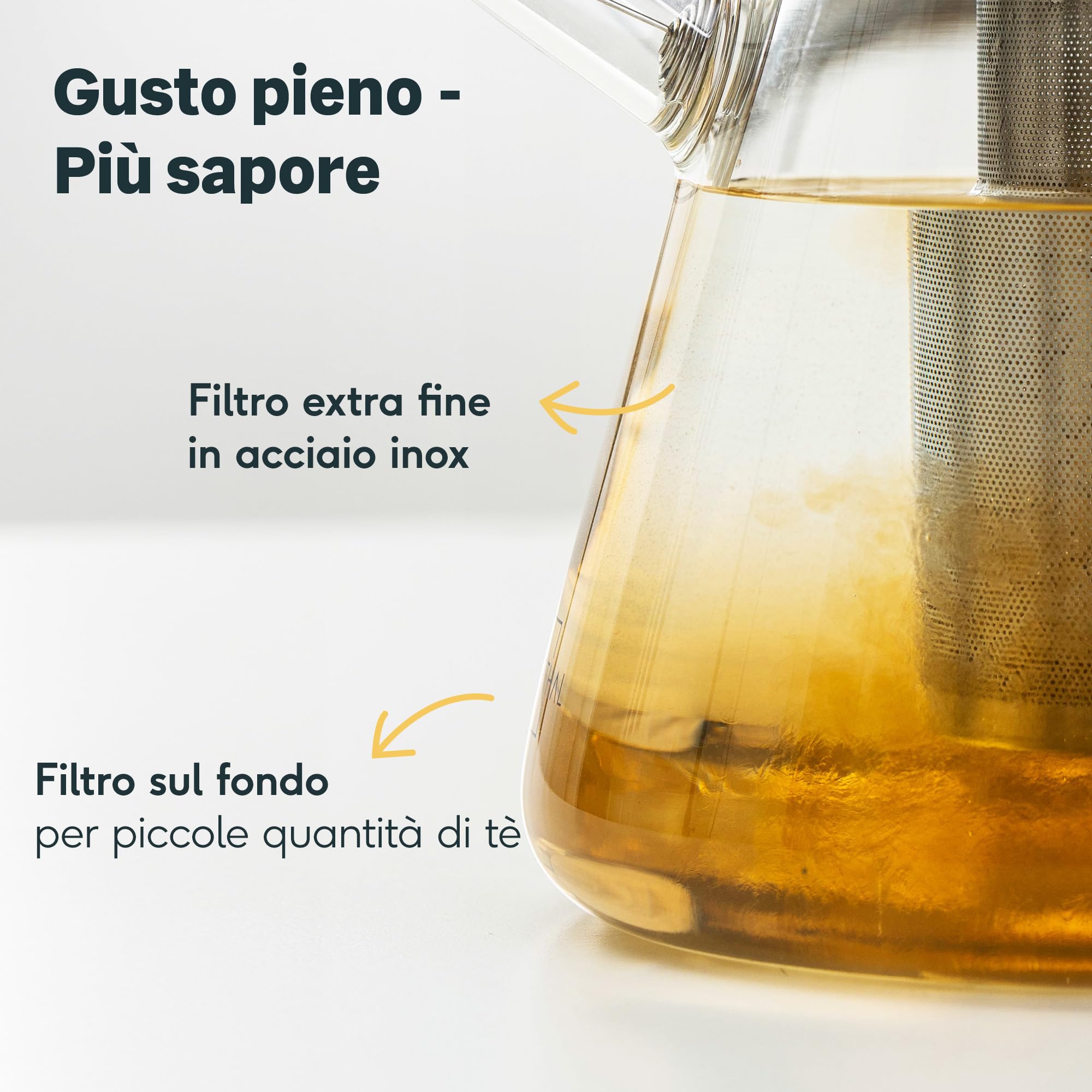 SILBERTHAL Teiera con infusore 1,5 Litri - Vetro borosilicato e acciaio inox - Con scalda teiera