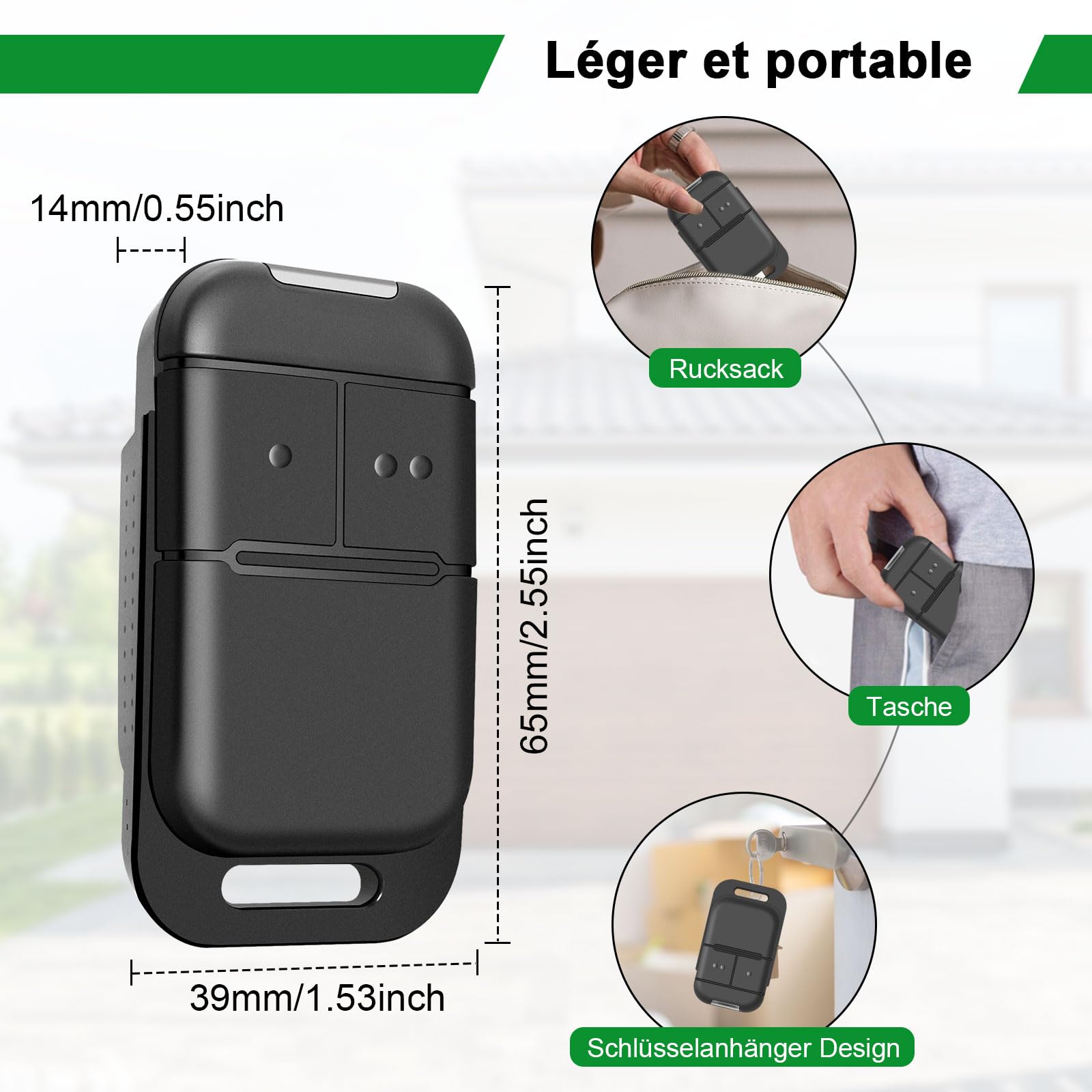 433,42 MHz Telecommande Portail S0-mfy pour 2401539, 1841026,1841025, 2 Canaux, Rolling Code, Télécommande Bip Portail de Garage