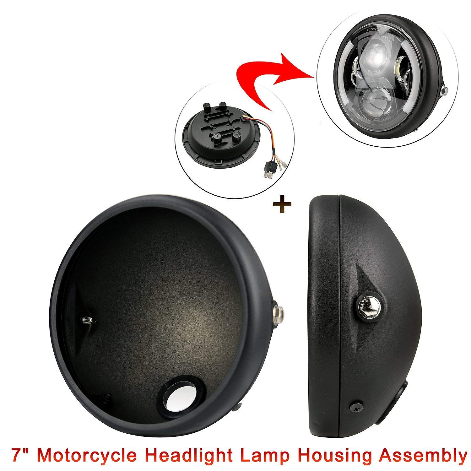 de Motocicleta de 7 Pulgadas Retro modificada LED Shell