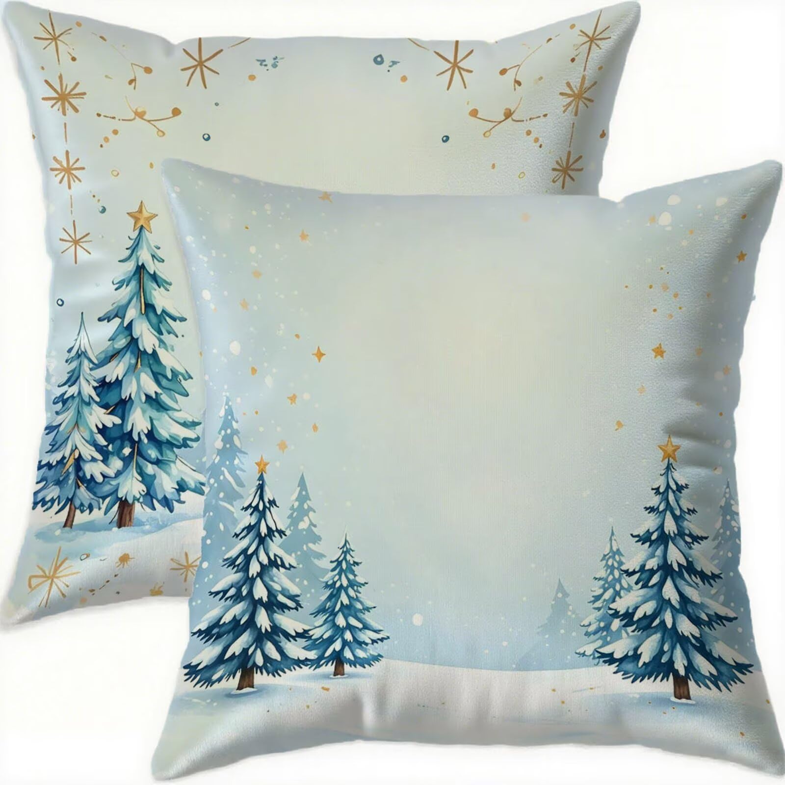 Housse coussin 65x65cm bleu lot de 2 en velours imperméable H406