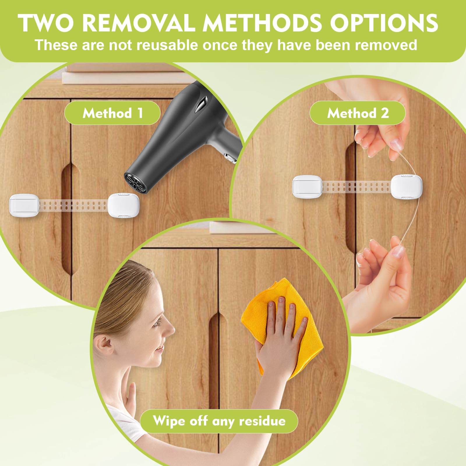 Cierre Seguridad Cajones Bebé 6pcs, Rotación de 360°, Longitud Ajustable, Seguridad Puertas Niños, Seguro Puertas Bebé, Protector Cajones Bebe para Armarios, Nevera, Muebles, Cajones, Hornos, Inodoro