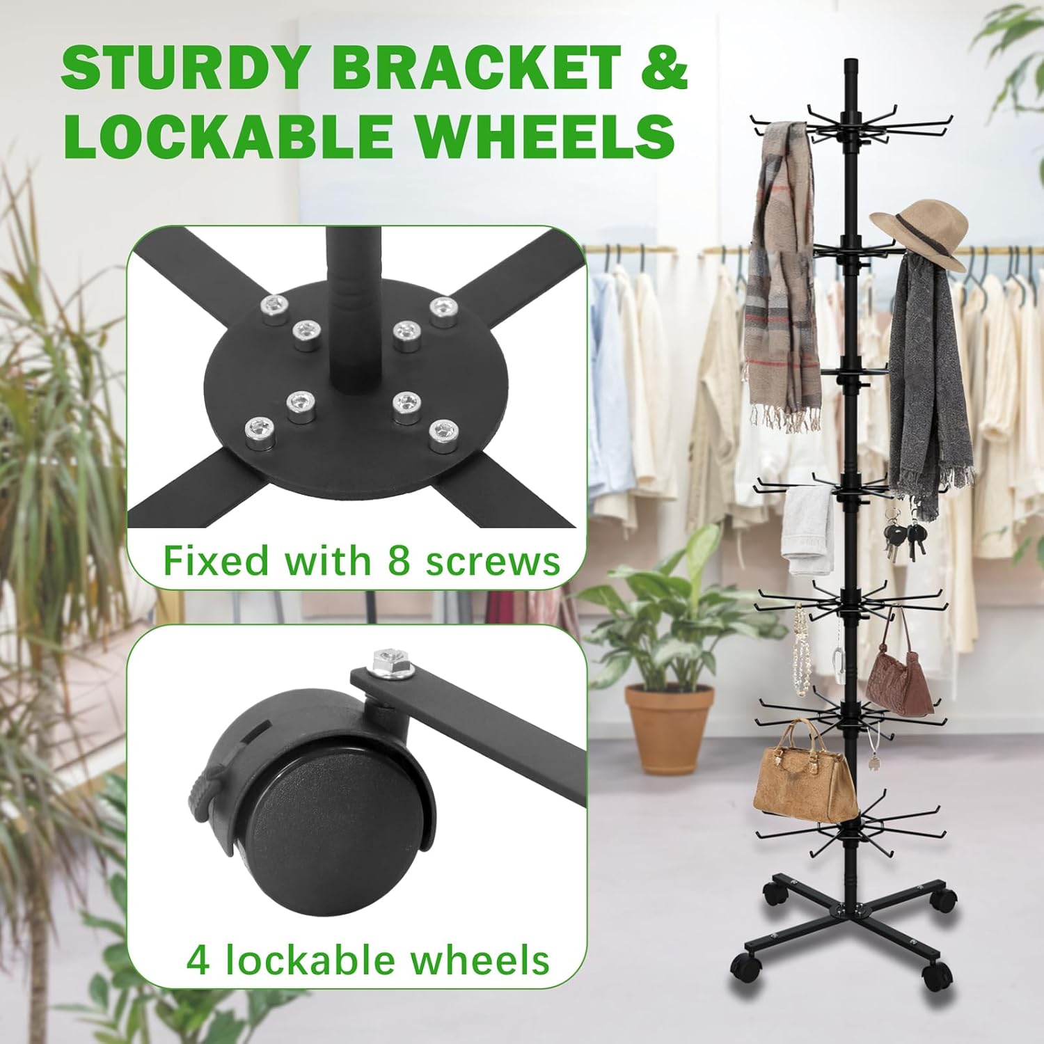 Retail Display Stand, 7 Tier Rotating Display Stand for Vendor Events Spinning Display Stands Rack for Craft Shows, Jewelry, Keychain, Earring, Ornament - Image 5