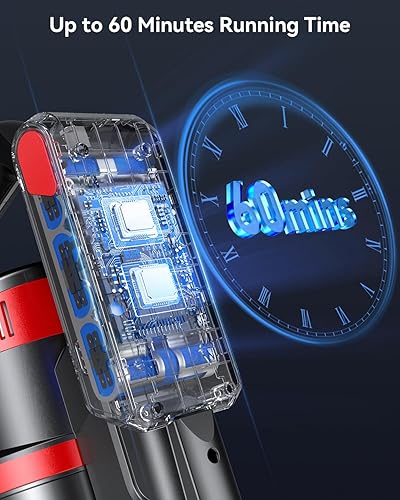 Miniatura 3 de Aspiradora inalámbrica, 550 W, 45 KPA, 60 minutos para el hogar, aspiradora recargable inalámbrica con pantalla LED, cepillo en forma de V