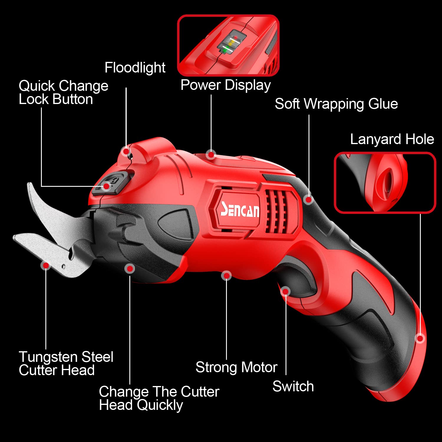 Electric Scissors for Cutting Fabric, Cardboard & Plastic, Sewing Crafting Cardboard Heavy Duty Cordless Shears Cutting Tool with 2 Replacement Blades