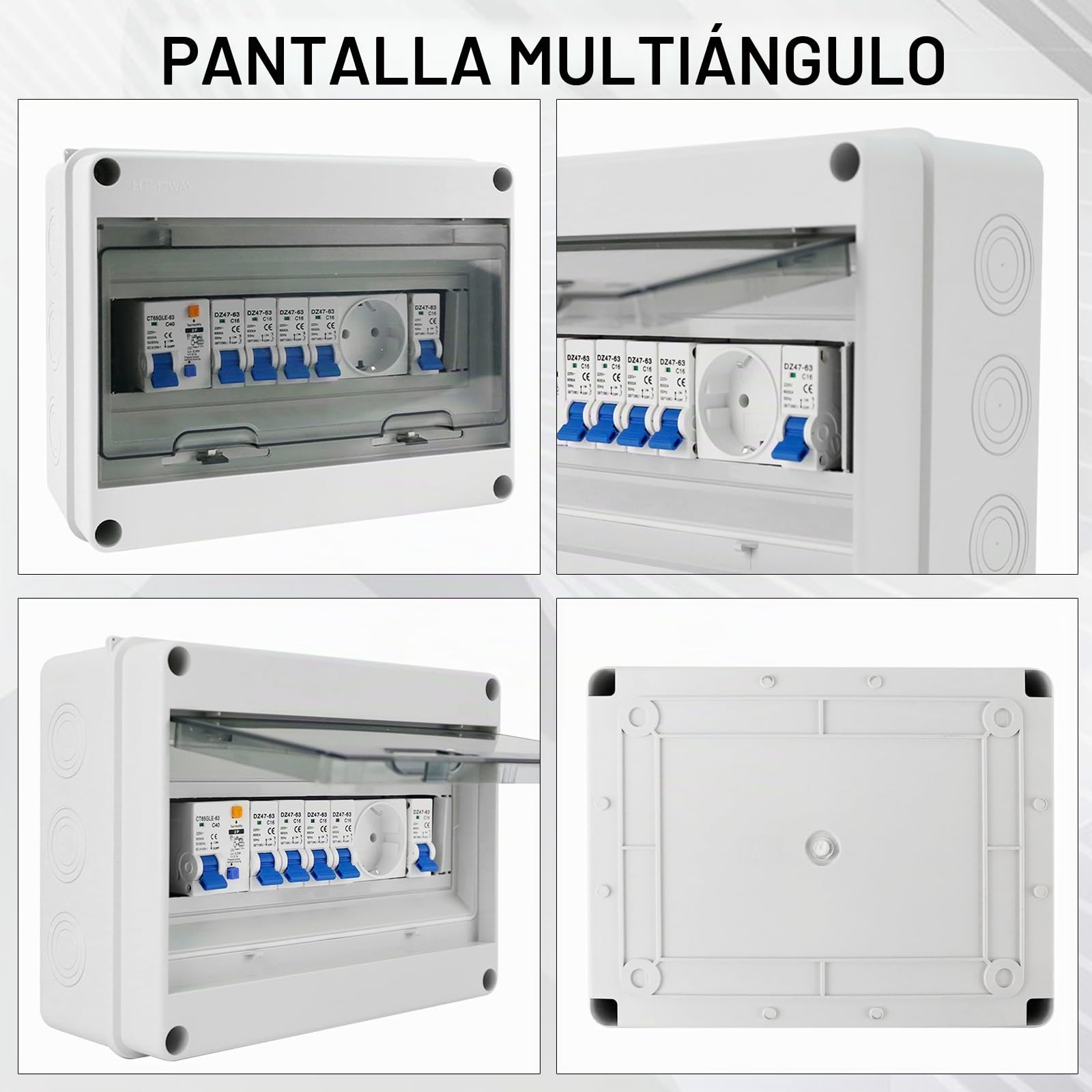 Caja Distribución Montada Superficie, Caja Fusibles Superficie Armario Distribución Ip65 Caja de Distribución Eléctrica con Disyuntor 230V FI 40A 2P y Toma de 16A Distribuidor de Corriente Fuerte