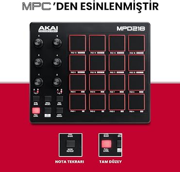 Akai Professional MPD218 - USB MIDI Pad Controller and Drum Machine, MPC Pads, Assignable Buttons, Note Repetition and Maximum Volume Buttons, Production Software Included