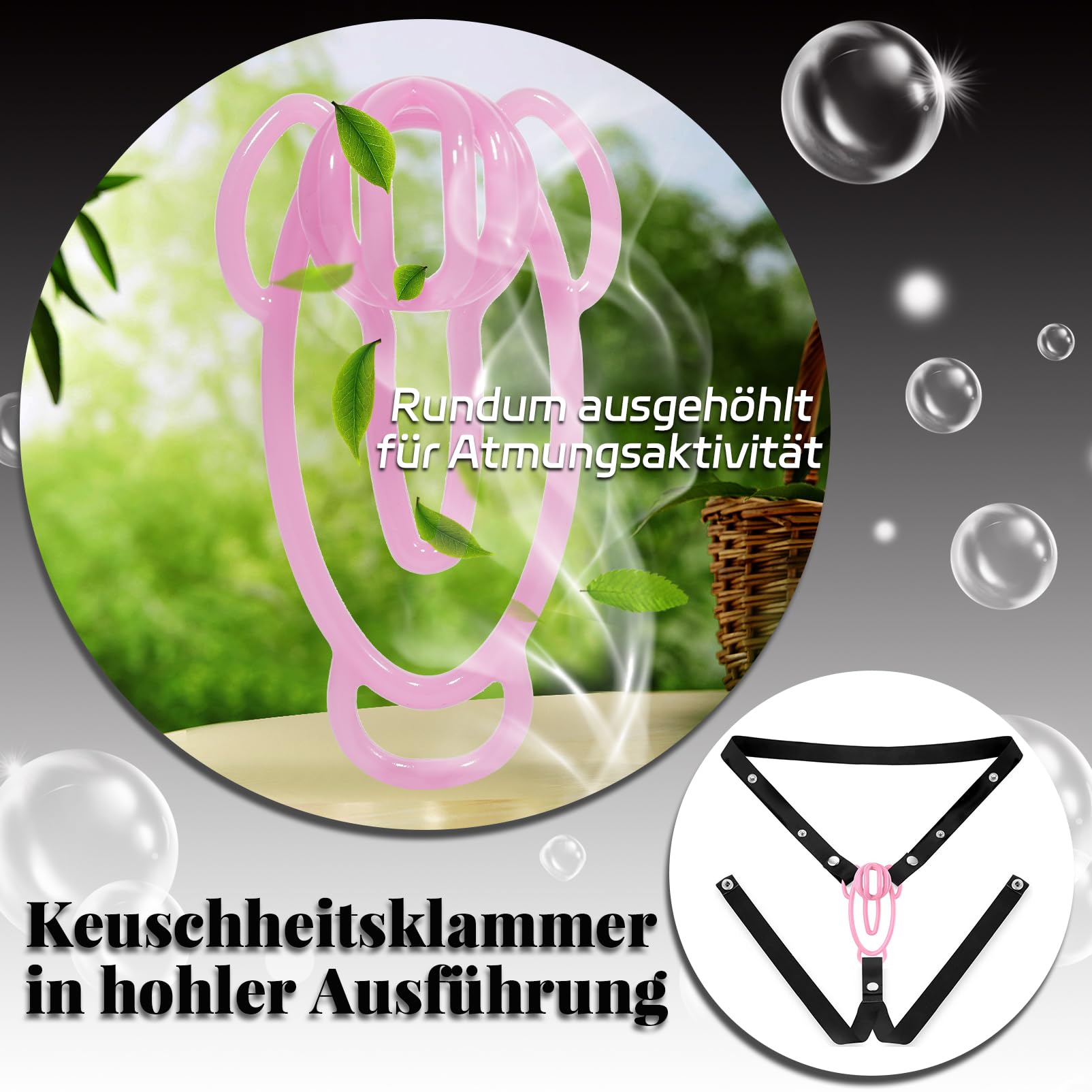Chastity Cage hommes avec sangle auxiliaire réglable Ceinture de chasteté en nylon imprimée en 3D pour hommes Petit Sissy Cock Cage SM Esclave Bondage Sex Toys (Pink+Belt)