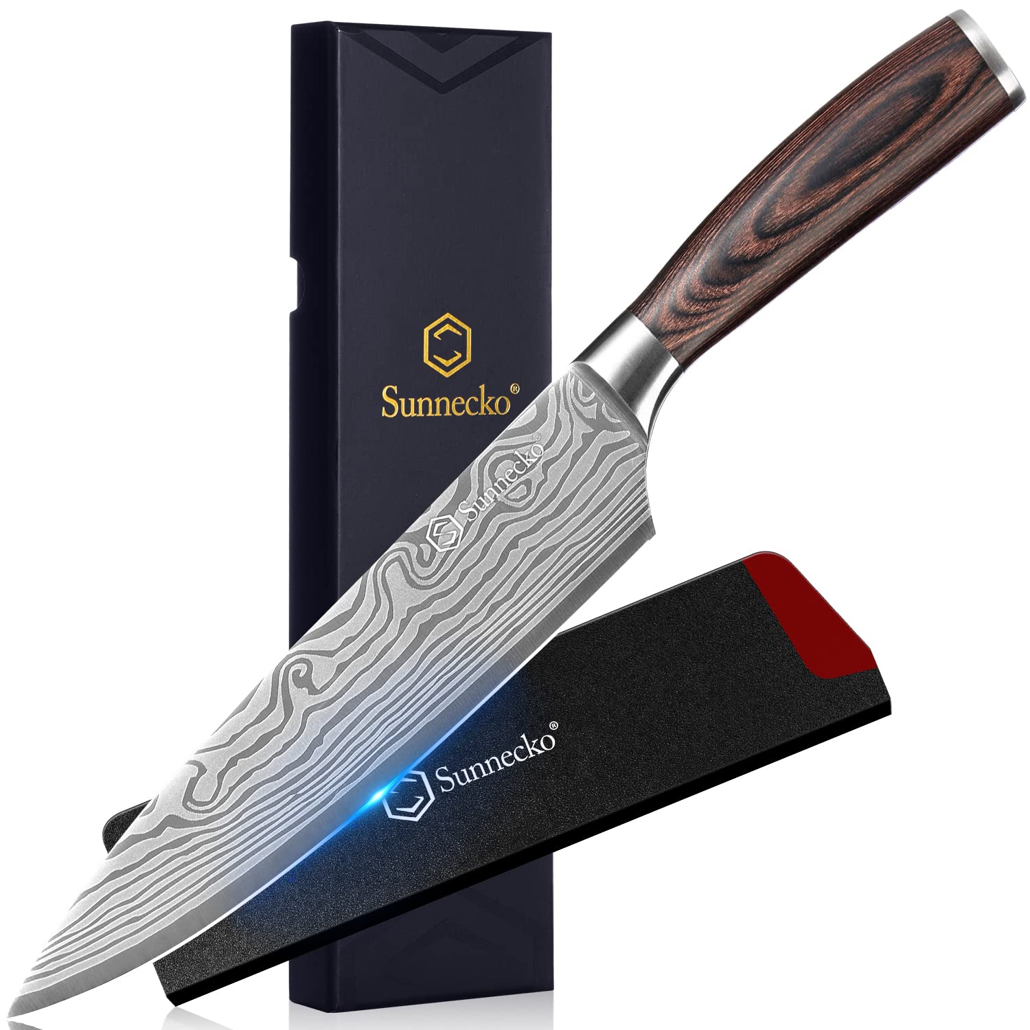 Amazon.com: Sunnecko Chef Knife 8 inch, German High Carbon Stainless Steel  Kitchen Knife, Professional Meat Cutting Knife with Sheath and Gift Box for  Family & Restaurant: Home & Kitchen