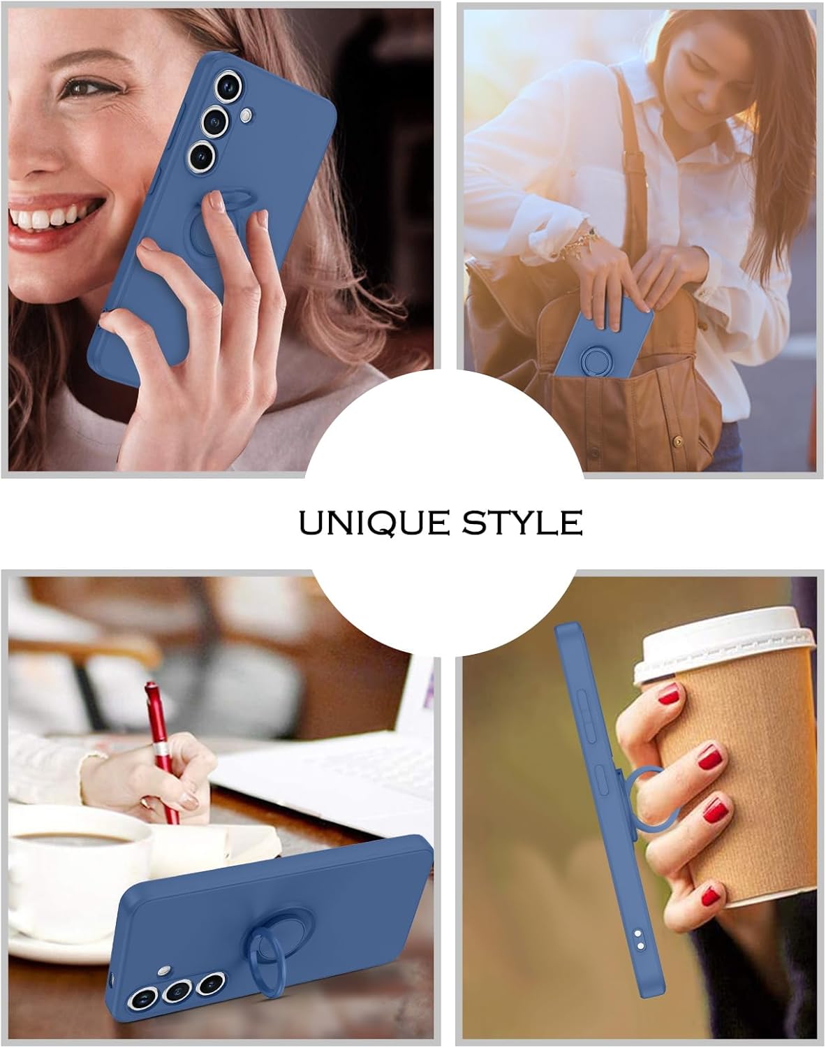 YINLAI for Samsung Galaxy S25 Case Liquid Silicone with Ring Holder Stand Slim Soft Rubber Cover Shockproof Protective Phone Case for Samsung Galaxy S25 5G 6.2 Inch, Blue - Image 7