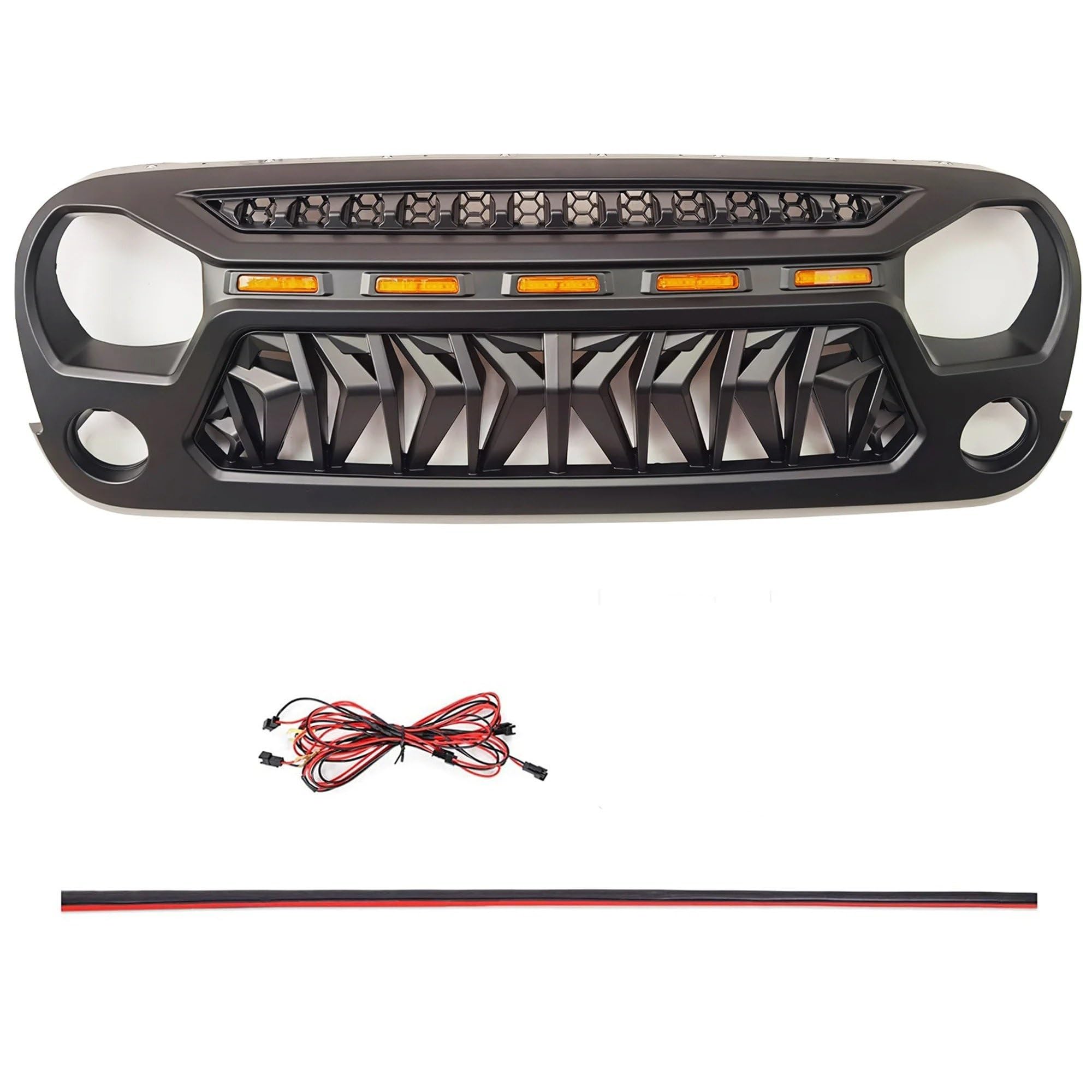 Grilles Avant Pour Jeep JK Wrangler 2007-2017 Calandre Noire ABS Remplacement
