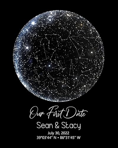 STICKERSFORLIFE Cartel de constelaciones de mapa de estrellas personalizadas póster de cielo nocturno arte de pared regalo de ocasión especial