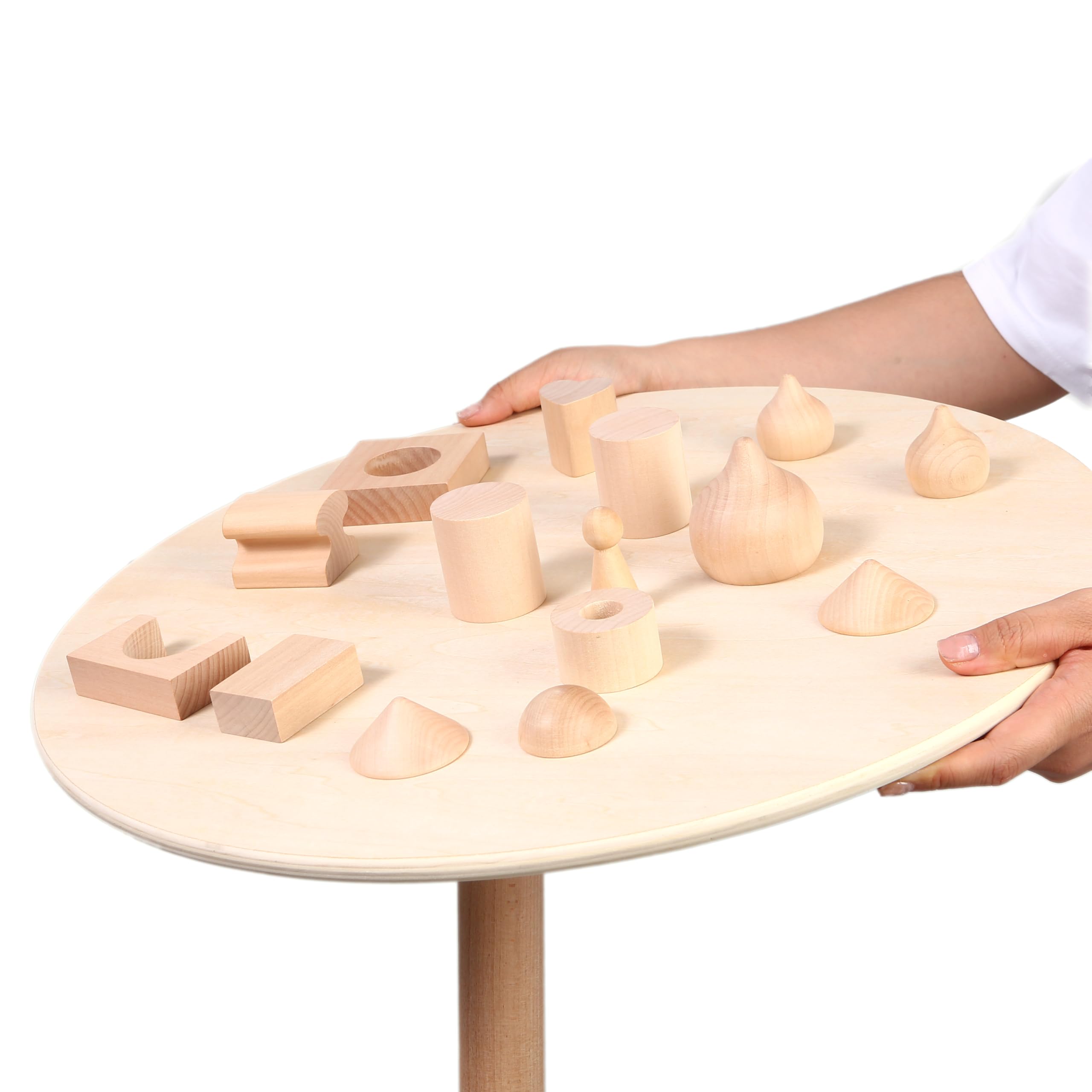 Tavolo oscillante in legno – Gioco d'equilibrio per promuovere comunicazioni, abilità e team building – con custodia e 25 elementi in legno – per coaching, allenamento ed eventi di