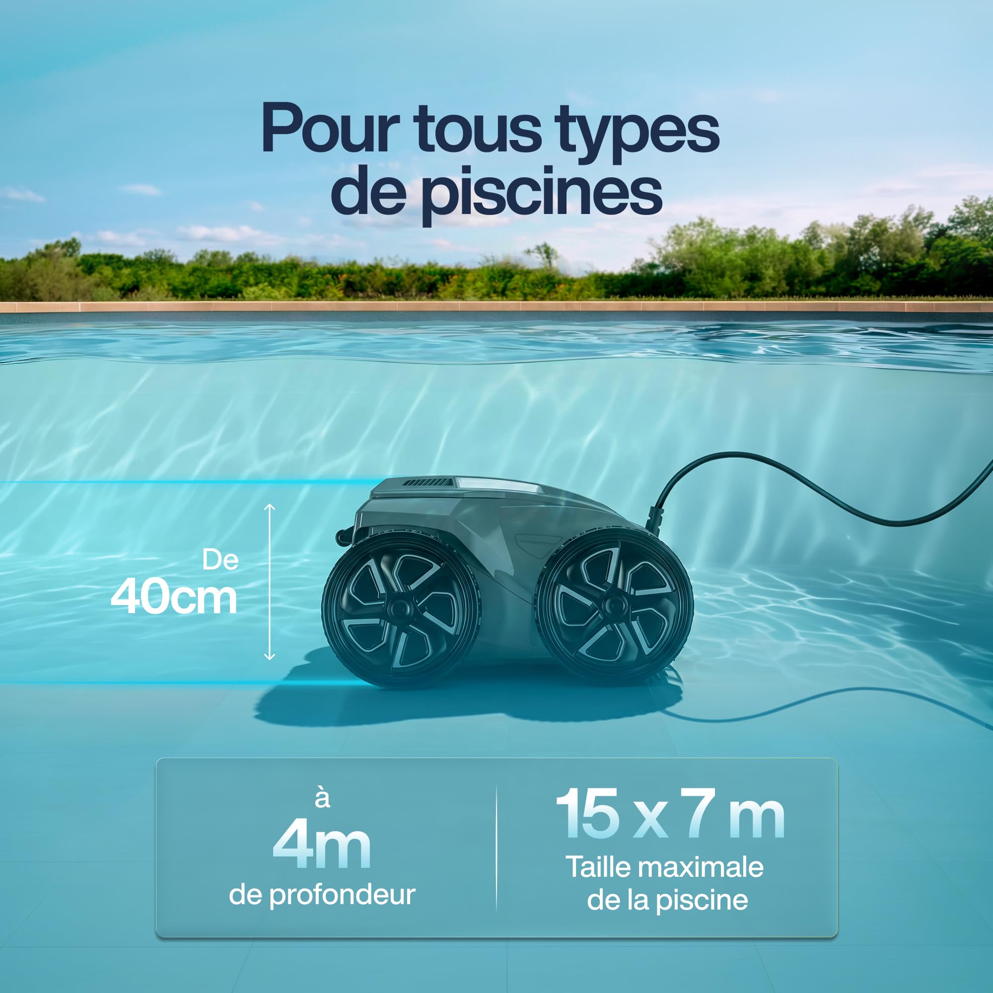 Zodiac Alpha 6600. Robot Nettoyeur de Fond avec Câble. App. Piscines jusqu'à 105m²