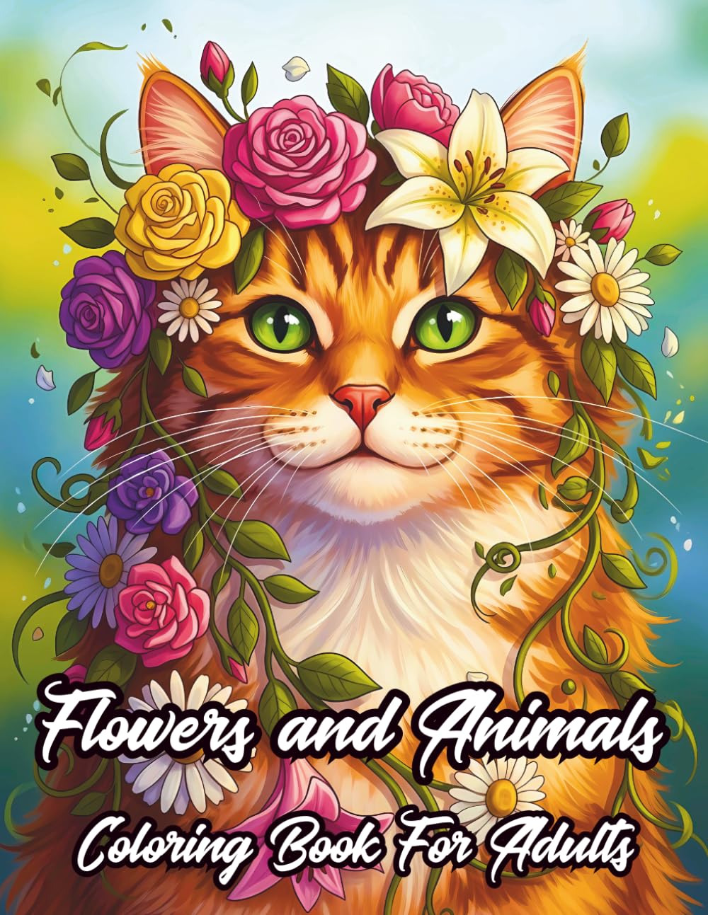 Flowers and Animals Coloring Book for Adults: Stress Relief with Beautiful Floral Designs with Animals