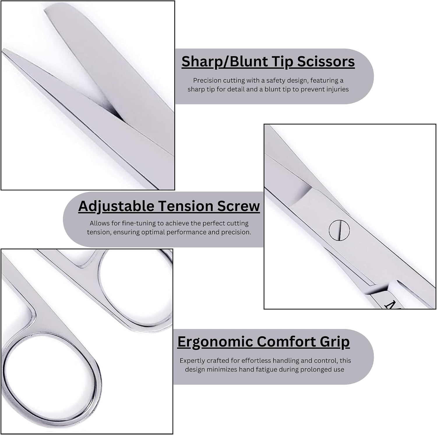 5.5" Surgical Shears – Stainless Steel Sharp/Blunt Tip with Tension Control & Comfort Grip – Multi-Purpose Operating Scissors for Nurses, EMT, Veterinary, Clinical & First Aid Use