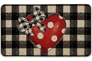 Buffalo Plaid Love Bowknot Valentine's Day Kitchen Mats for Floor