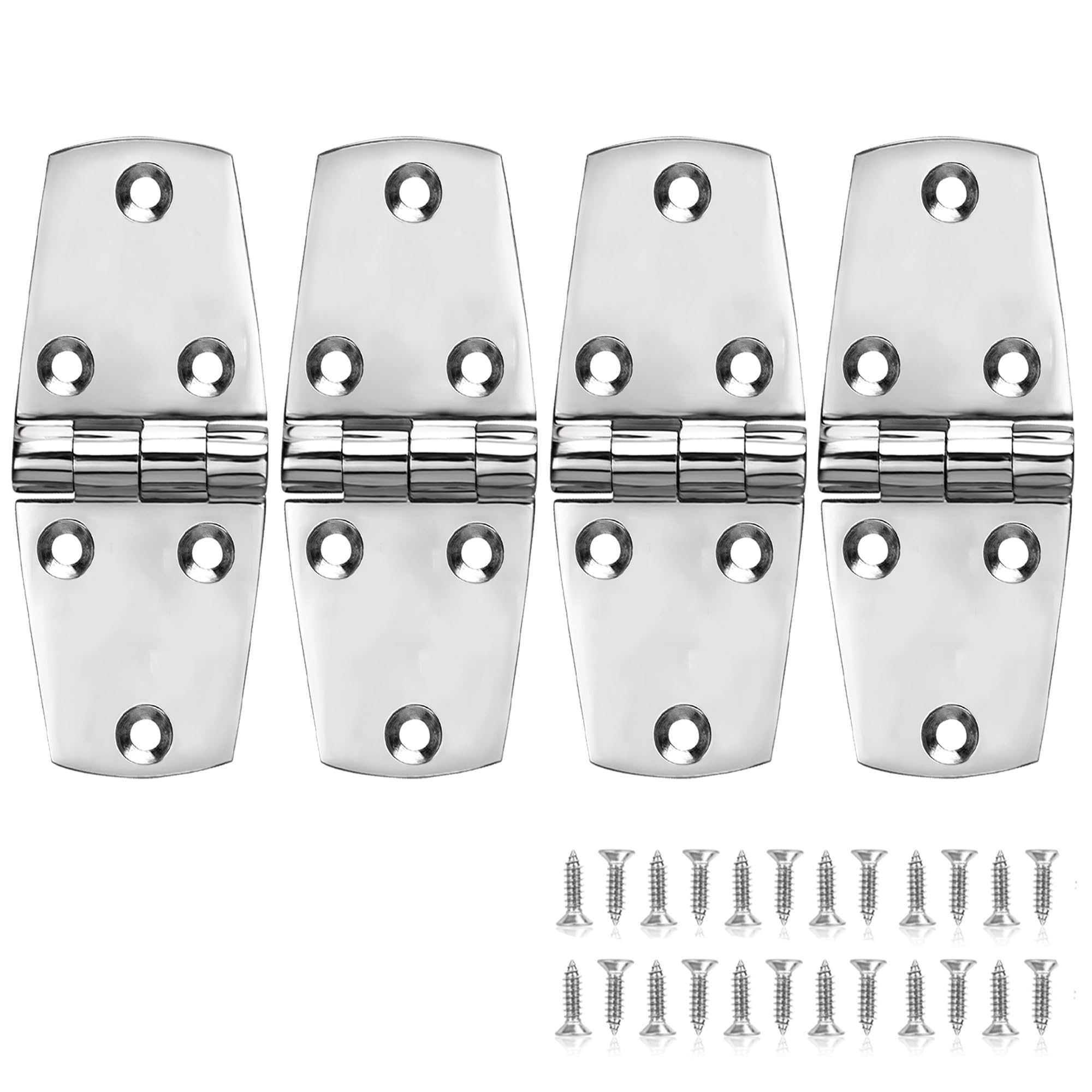 Wytrzymałe zawiasy do łodzi ze stali nierdzewnej, 102 x 38 mm, solidne zawiasy drzwiowe ze stali nierdzewnej 316, ze śrubami, 4 szt
