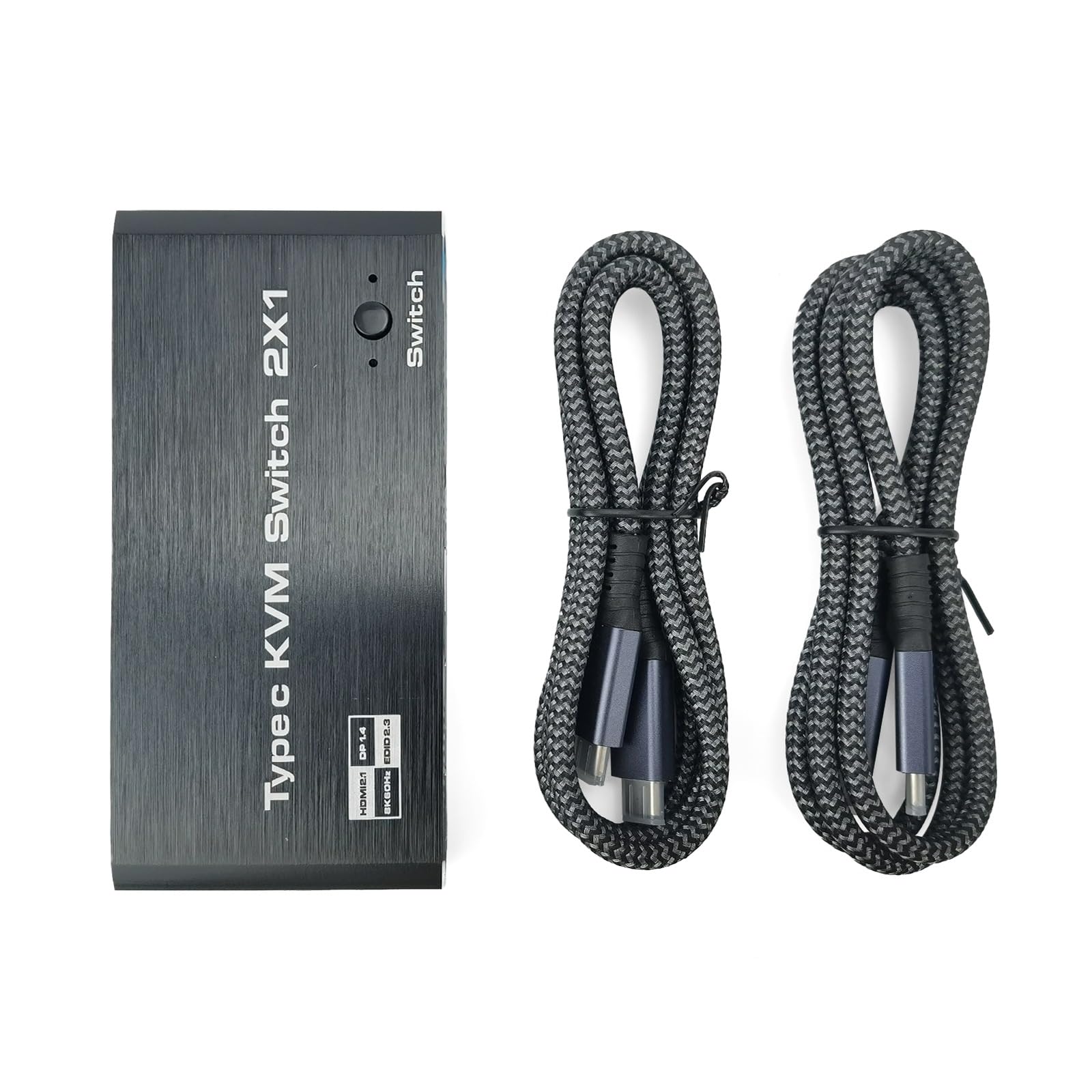 Switch KVM USB-C 2 Porte Con Uscita 8K@60Hz E 4K@120Hz – Alluminio, Compatibile Thunderbolt 3/4, Per Windows E Mac